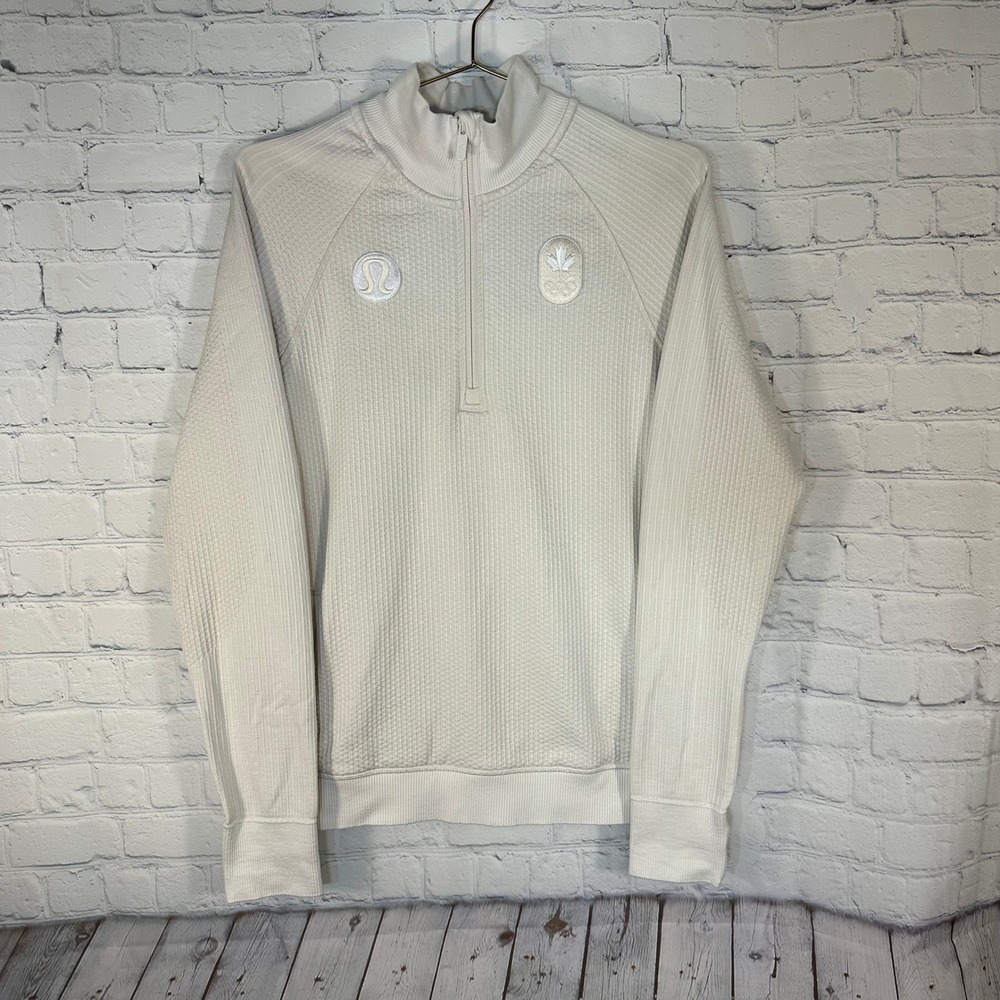 Lululemon Team Canada 22 Olympics Engineered Warmth Half Zip Pullover Cream